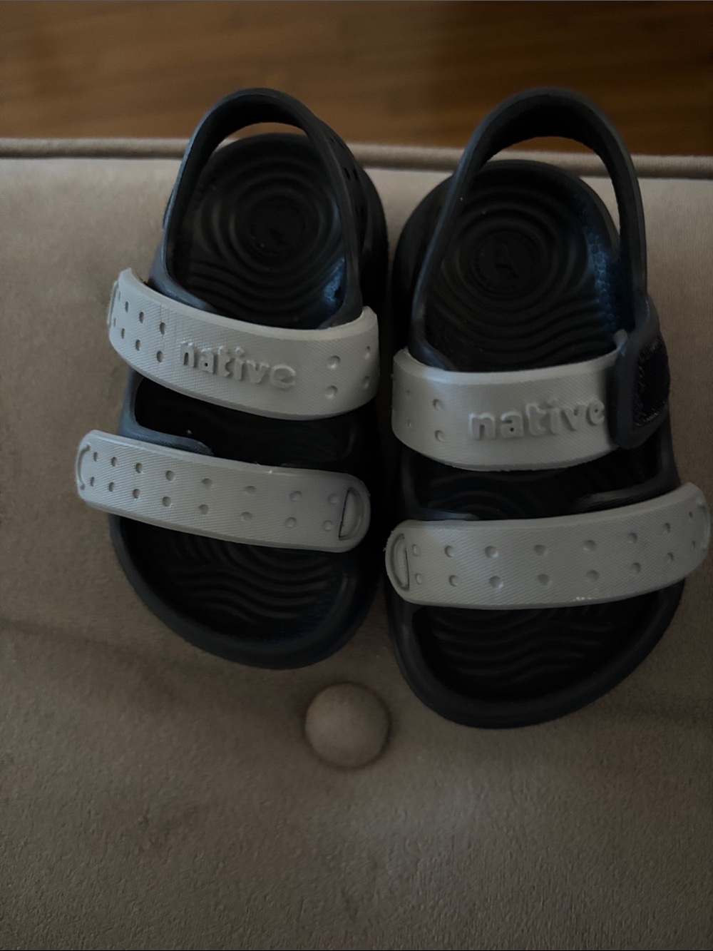 Native Kids Black Sandals with Light Gray Straps